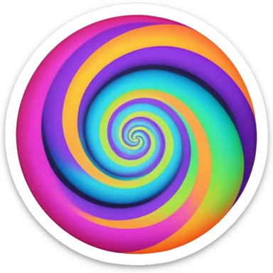 create  a Circular emoji, thin black outline, neon energy tornado vortex, clockwise glowing spiral, blue and green outer swirls, magenta and purple core, red inner arc, yellow-orange base glow, smooth gradients, psychedelic futuristic style, high saturation, intense glow, centered sticker