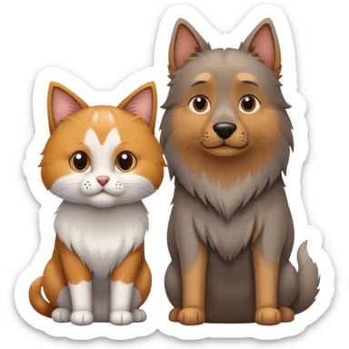 Tall dog small cat looking at each other sticker
