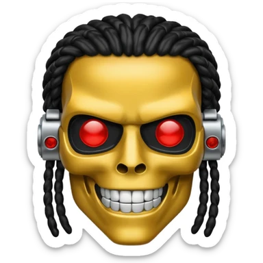 smiling black rasta terminator silver sticker