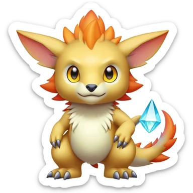 Cute cool colorful fantasy-Digimon-animal-hybrid full body sticker