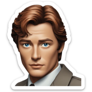 alain delon young detective blue eyes neat red hair sticker