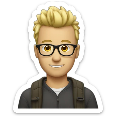 guy with glasses and blonde mohawk sticker