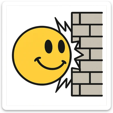 A smiley face hitting a wall sticker