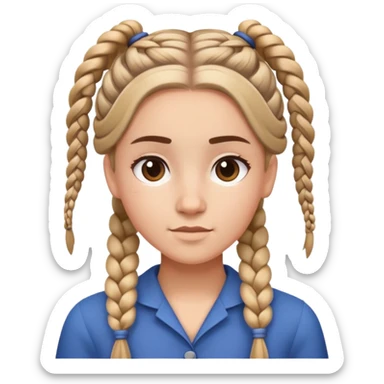 Character with neat French braids hairstyle sticker