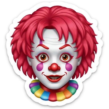 red glitter clown with the neutre facial expression sticker