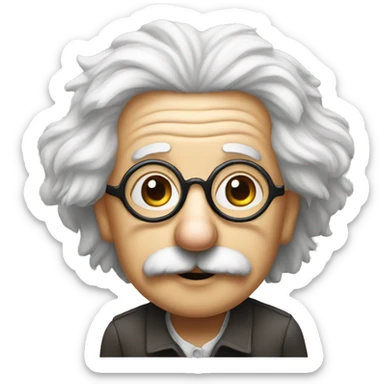 albert einstein with stars eyes glasses sticker