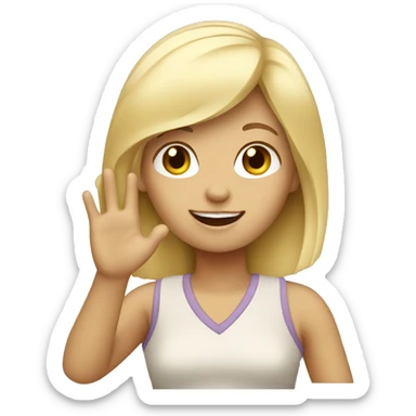 blonde girl waving hello sticker