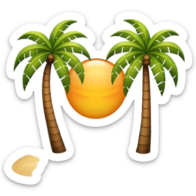 a sunny beach with palm trees sticker