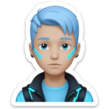 boy neon cyberpunk light blue sticker
