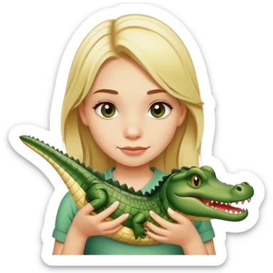 Teen blonde girl with an alligator sticker