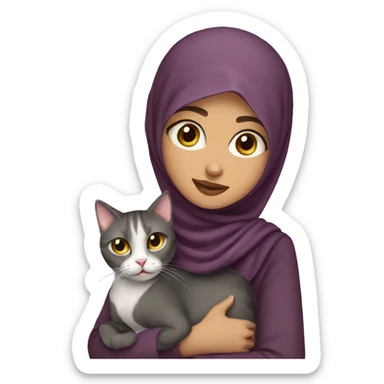Hijab girl with cat sticker