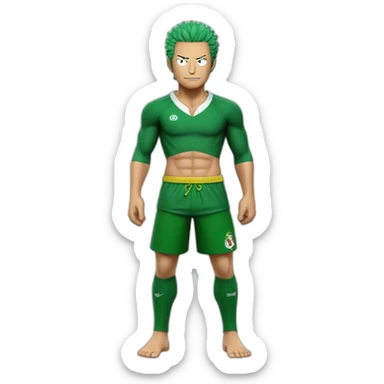 rononoa zoro de one piece qui porte le maillot de foot avec le logo l'Algérie sticker