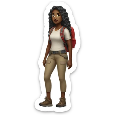 Beautiful long hair Black woman hiking full body sticker