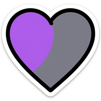 violet and grey heart icon sticker