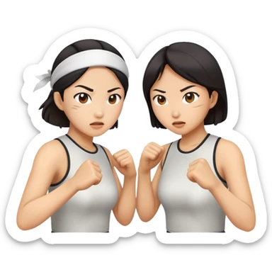 two asian street women fighting sticker
