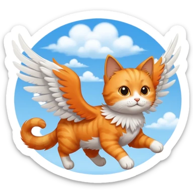 flying cat in the sky sticker