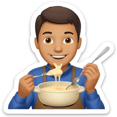 man eating fondue sticker