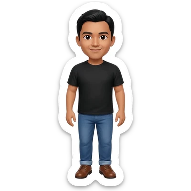 Filipino man black tshirt and denim blue pants and brown shoes  sticker