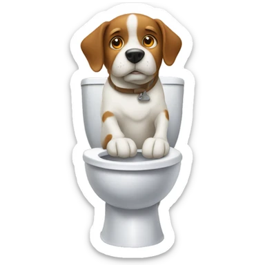 A dog sitting in the toilet sticker