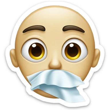 Crying eye emoji with facial tissue wiping tear sticker