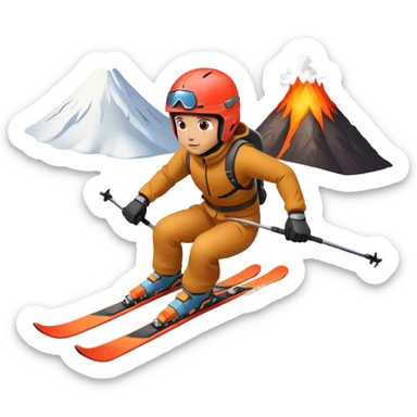 Skiing off a volcano sticker