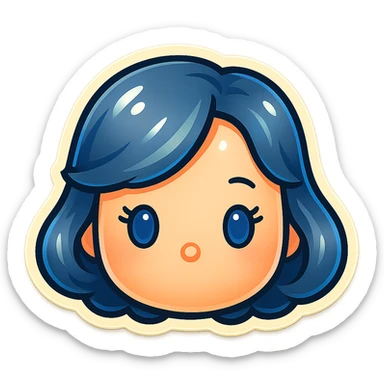 Make the tone of the hair cooler with more blue-grey hues, keep plush tsum tsum style, blue eyes, 1940s bob hairstyle, no body, no mouth, and remove the background. sticker