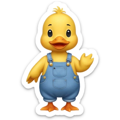 Yellow Duck Wearing Only Overalls sticker