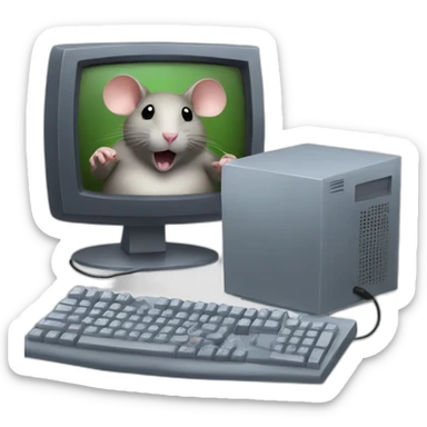 Fat Rat playing computer video games sticker