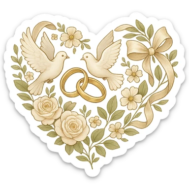 heart with a wedding theme sticker