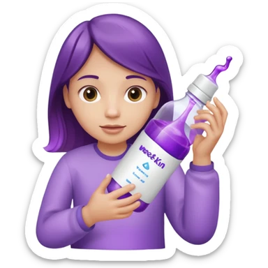 baby bottle with purple liquid and week sticker