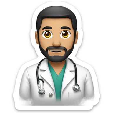 my dad he is arab and 45 and a doctor with black hair and beard and white sticker