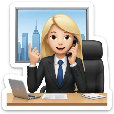 office-boss-excited-phone-desk-blonde sticker