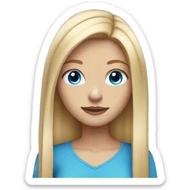 blondie girl with straight and long hair with blue eyes  sticker