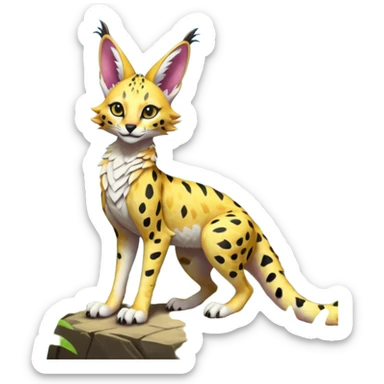 Epic complex detailed exotic tropical sunny cool colorful realistic aesthetic-scenic-Fakémon-Trico-Sergal-Serval-Vernid-creature sticker