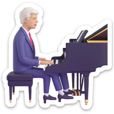 George Plimpton playing the piano sticker