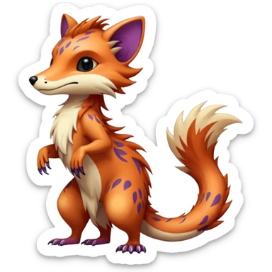 Cool randomly colored colorful furry anthropomorphic fantasy-Vernid-creature by LiLaiRa with a long tufted tail with edgy markings (full body) sticker