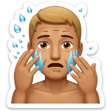 Generate me a dude slapping  his face in annoyance while he's crying sticker
