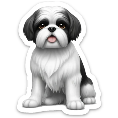 Shih tzu dog black and white sticker