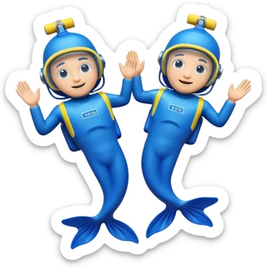 A 3D cartoon pair of diving flippers on a white background, shiny rubber texture, Memoji-style rendering. sticker