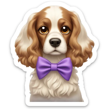 spaniel dog with a bow sticker