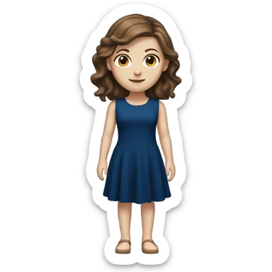 White girl with brown hair dark blue dress full body sticker
