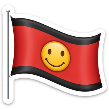 A wawy black and red rectangle with medium sized yellow circle in the middle flag sticker