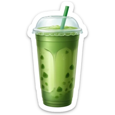 iced matcha plastic cup with lid sticker