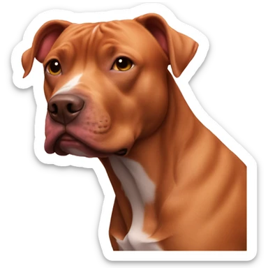 Red head kissing big black pitbull dog, pink hearts sticker