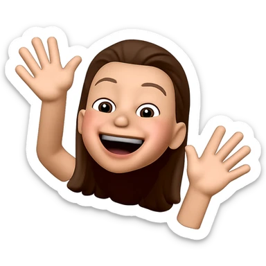 make her look joyful and like she just did something great, with a big happy expression and celebratory gesture, keep the same style sticker