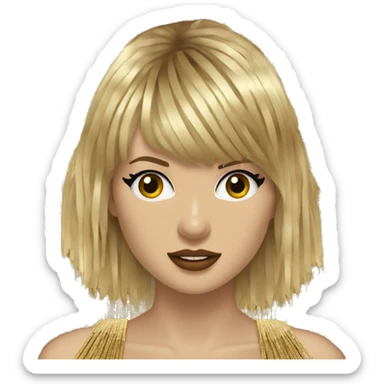 Taylor Swift in a gold fringe spaghetti strap dress that looks fearless sticker