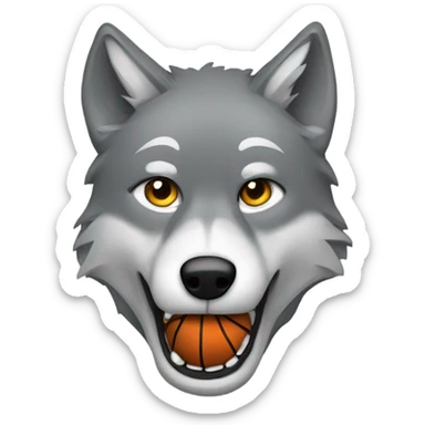 Grey wolf with basketball  sticker