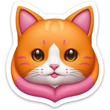 Gato naranja corazón rosa cuerpo entero kawaii sticker