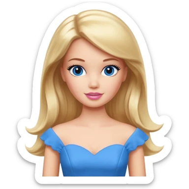 barbie girl dress blue color, half body sticker