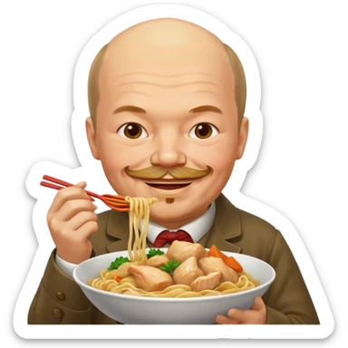 Lenin ăn mì gà sticker